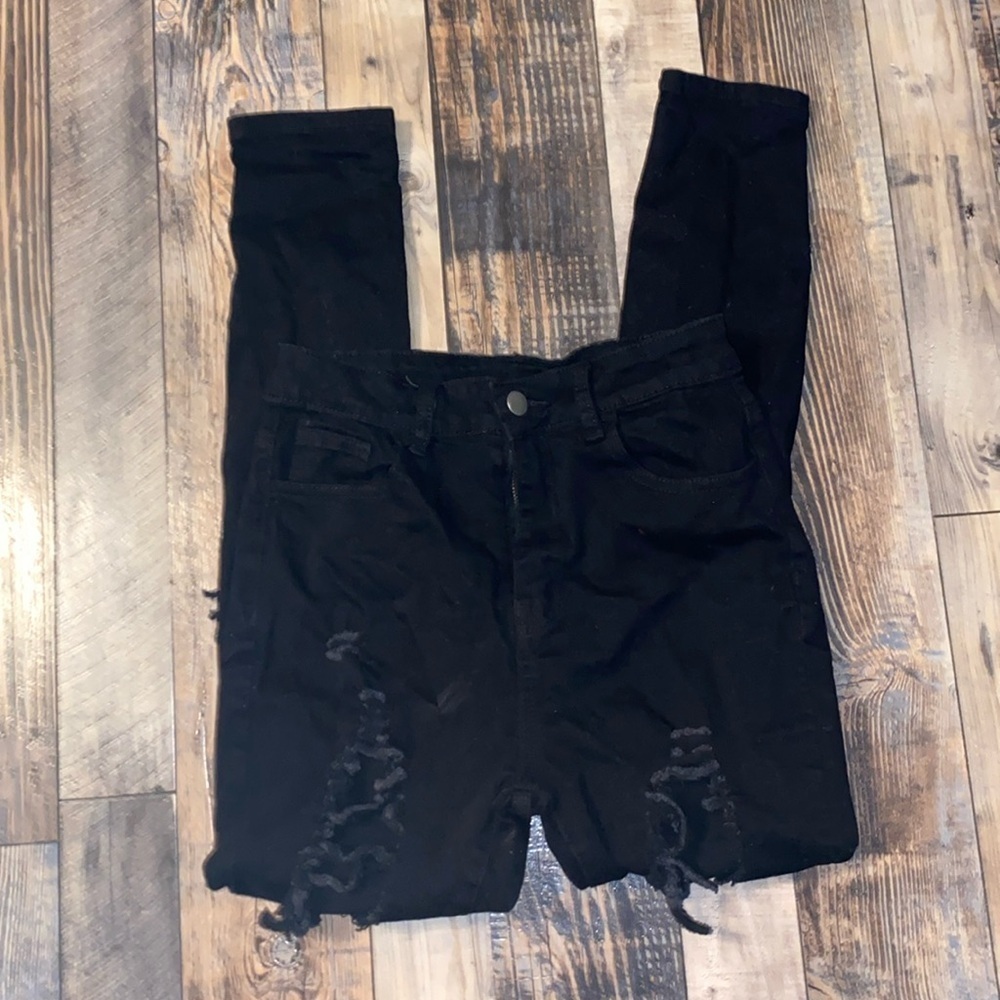 SHEIN Black Distressed Skinny Jeans size 4